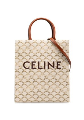 Celine Pre-Owned 2000-2025 Small Triomphe Coated Canvas Vertical Cabas satchel - White