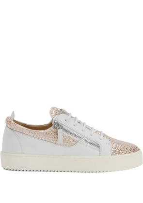 Giuseppe Zanotti woven-panel side-zip sneakers - White