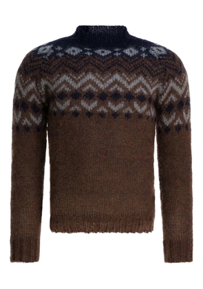 RAKKI patterned crew-neck sweater - Brown