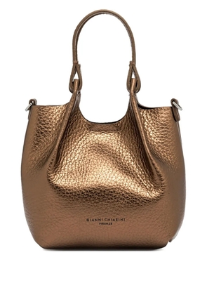 GIANNI CHIARINI Dua metallic-leather top-handle bag - Brown