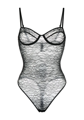 ANINE BING floral-lace semi-sheer body - Black