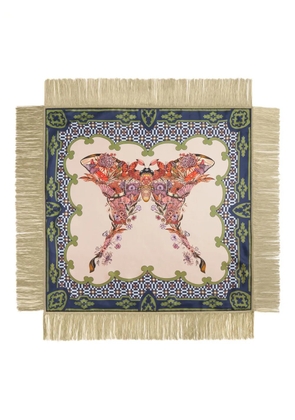 La DoubleJ butterfly-print fringed scarf - Neutrals