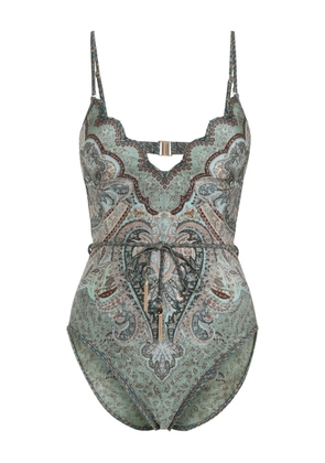 ZIMMERMANN Wanderlust scalloped paisley swimsuit - Green