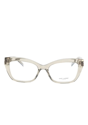 Saint Laurent Eyewear cat-eye logo glasses - Brown