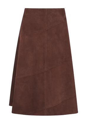 alice + olivia Sosie suede panelled midi skirt - Brown