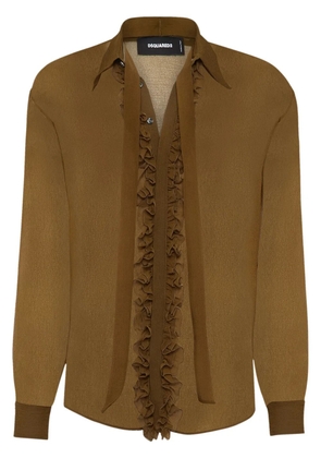 DSQUARED2 ruffled-detailed textured shirt - Brown