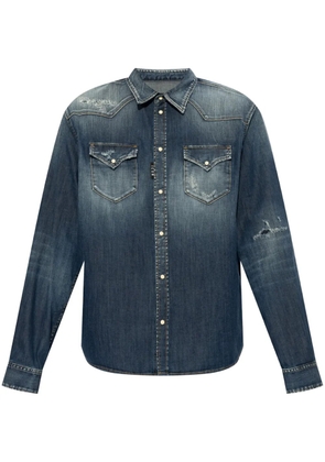 DSQUARED2 long-sleeve ripped-detail denim shirt - Blue