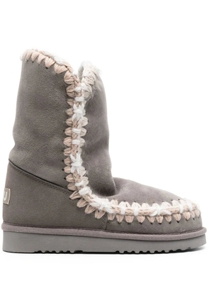 Mou constrast-stitching moccasin boots - Grey