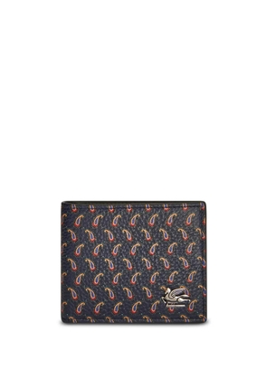 ETRO Pegaso-plaque paisley-print wallet - Blue