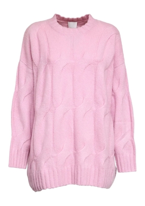 Allude cable-knit round-neck sweater - Pink