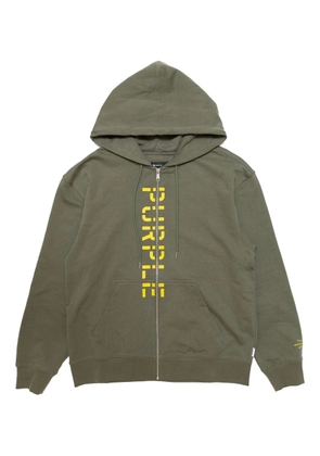 Purple Brand stencil logo zip-up hoodie - Green