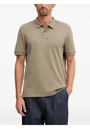 BOSS Parlay 240 button herringbone polo shirt - Neutrals