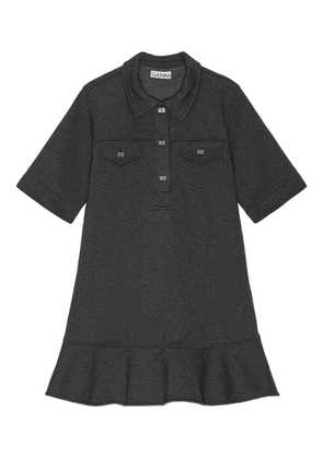 GANNI short-sleeved ruffled mini day dress - Grey