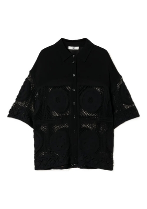 TWINSET crochet-panelled cotton shirt - Black