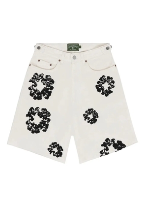 Denim Tears wreath-print denim shorts - White