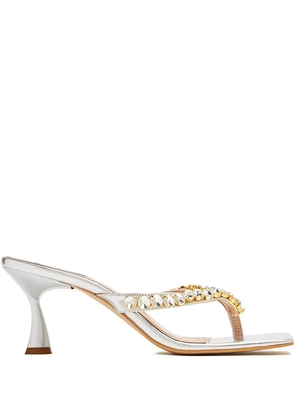 Vanina 70mm crystal-embellished square-toe sandals - Silver