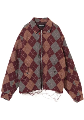 Undercover argyle wool-blend jacket - Red
