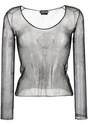 TOM FORD sheer ribbed jersey top - Black