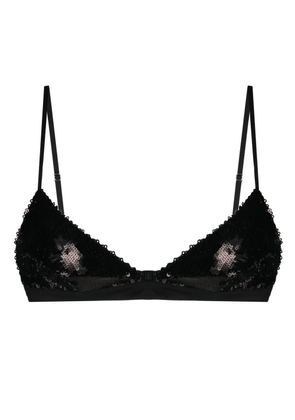 KHAITE sequin silk triangle bra - Black
