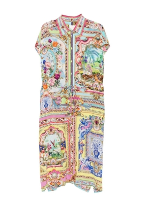 Camilla floral-print shirt midi dress - Blue