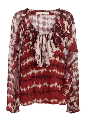 Marie Oliver Trudy ruffled tie-dye blouse - Red