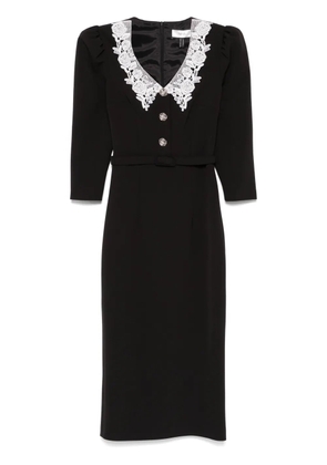 NISSA lace-collar midi dress - Black