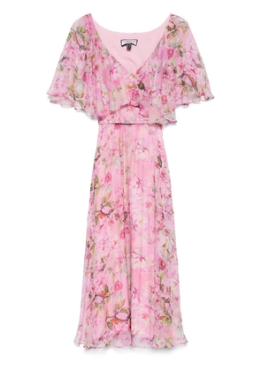 NISSA floral-print silk midi dress - Pink