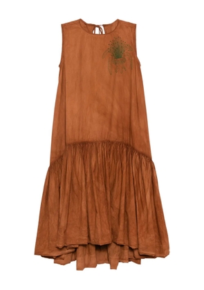 Kinyan Lam graphic-embroidered ballon dress - Brown