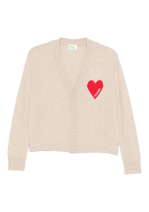 FROM FUTURE heart-intarsia button-up cardigan - Neutrals