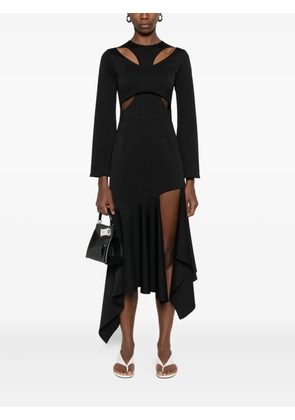 RHIZOME Evelyn cut-out asymmetric midi dress - Black