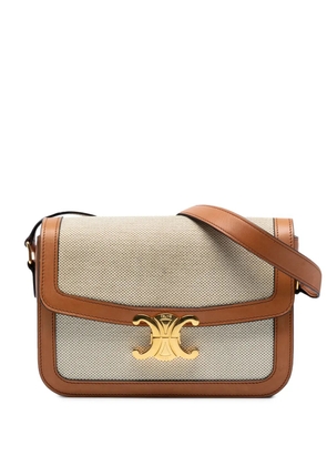 Celine Pre-Owned 2020 Classique Canvas and Calfskin Triomphe crossbody bag - Brown