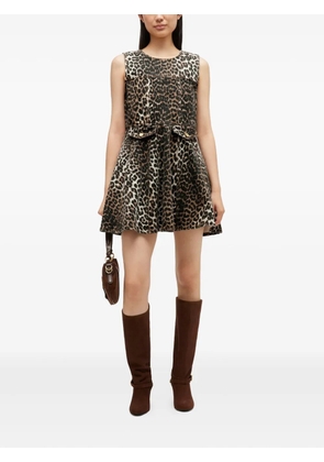 GANNI pocket leopard-print mini dress - Brown