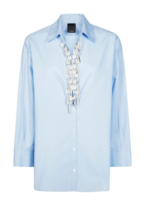 PINKO embellished-collar long-sleeve shirt - Blue