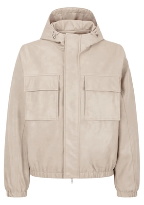 STUDIO TOMBOY drawstring faux-leather hoodie - Neutrals