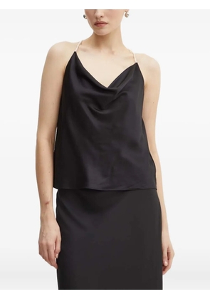 Custommade pearl-embellished cowl-neck top - Black