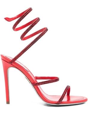 René Caovilla 110mm Cleo embellished spiral ankle-strap sandals - Red