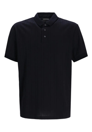 Emporio Armani ribbed cotton polo shirt - Black