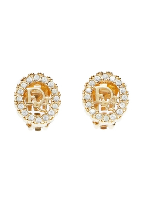 Christian Dior Pre-Owned 1970-1990s rhinestone logo clip-on earrings - Gold