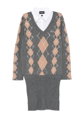 Retrofete Ornella argyle-pattern embellished mini dress - Grey