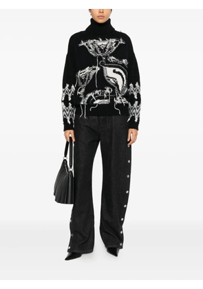 Circus Hotel patterned roll-neck sweater - Black