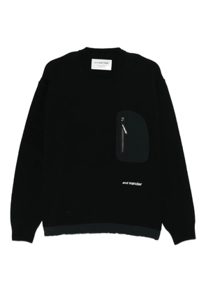 and Wander zip-pocket sweater - Black