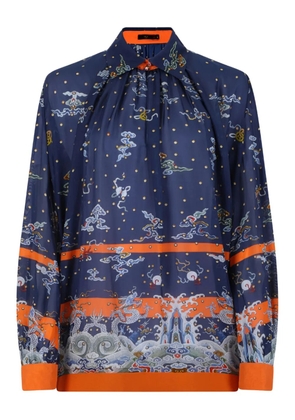 HUI MILANO collared printed shirt - Blue