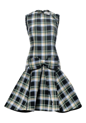 SHUSHU/TONG asymmetric checked dress - Green