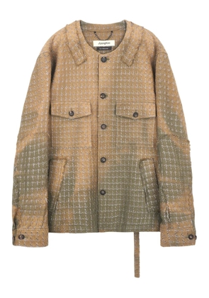 JiyongKim collarless tweed jacket - Brown
