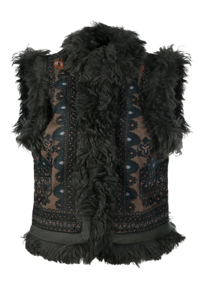 Antik Batik fur trim patterned jacket - Brown