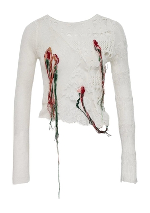 CAROLINE HU floral-embroidered top - White