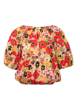 MOTHER The Party floral-print ruffled blouse - Red