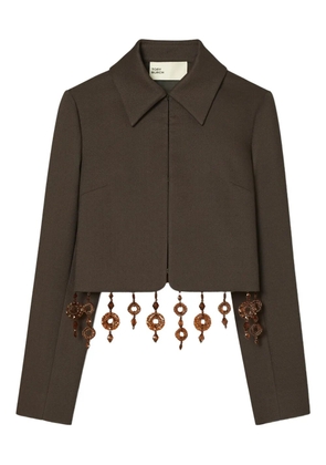 Tory Burch beaded crepe jacket - Brown