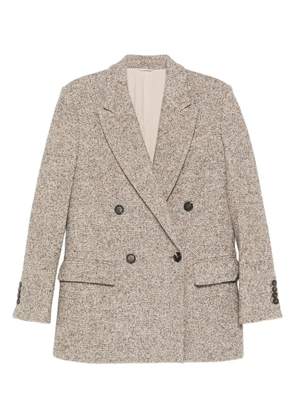 Brunello Cucinelli double-breasted tweed jacket - Brown