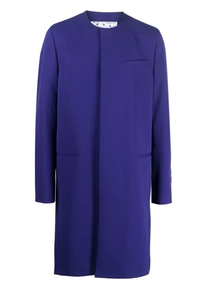 Off-White logo-patch single-breasted coat - Purple